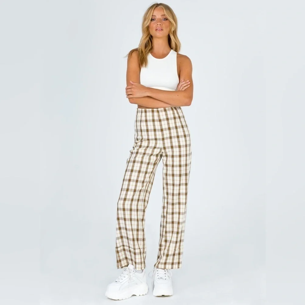 Princess Polly EUROS PANTS YELLOW CHECK - Picture 3 of 12